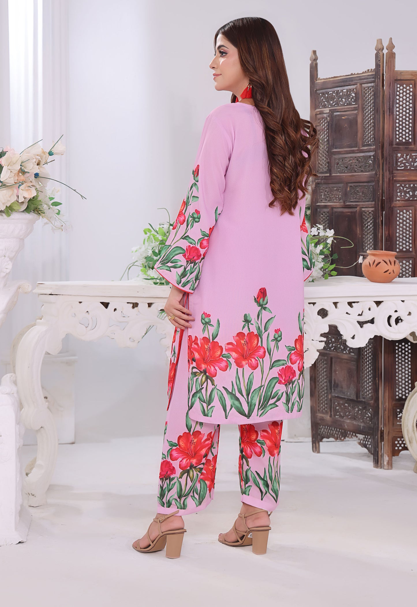 Polawn Printed Stitched 2 Piece Chamuse Silk Suit PB-CHAMUSE-106 - Basic Pret