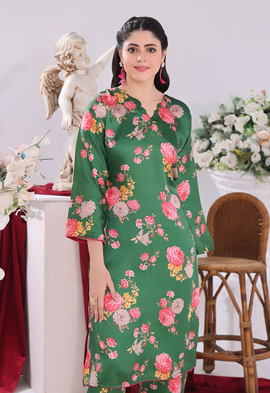 Polawn Printed Stitched 2 Piece Chamuse Silk Suit PB-CHAMUSE-107-A - Basic Pret