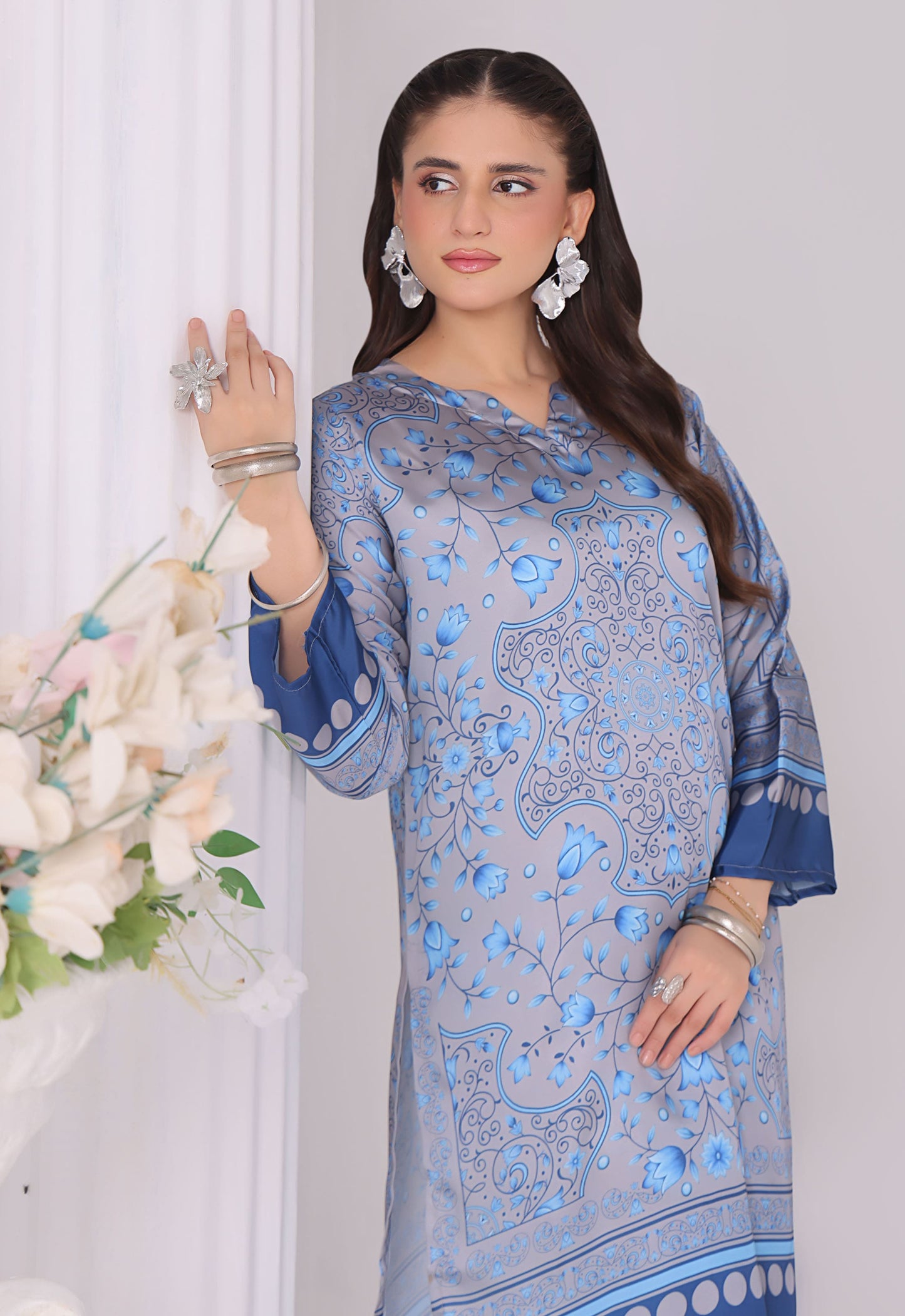Polawn Printed Stitched 2 Piece Chamuse Silk Suit PB-CHAMUSE-108 - Basic Pret
