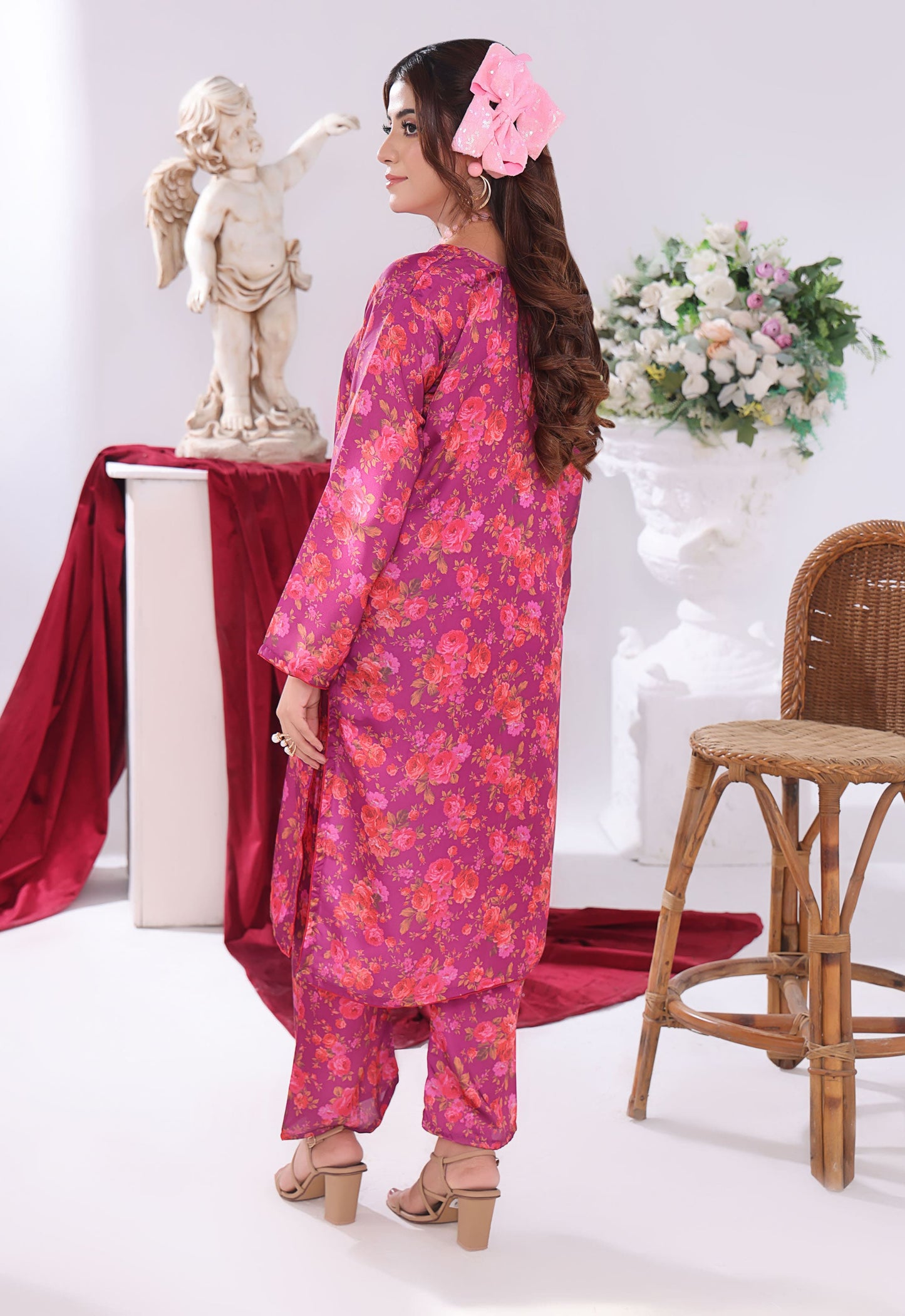 Polawn Printed Stitched 2 Piece Chamuse Silk Suit PB-CHAMUSE-105 - Basic Pret