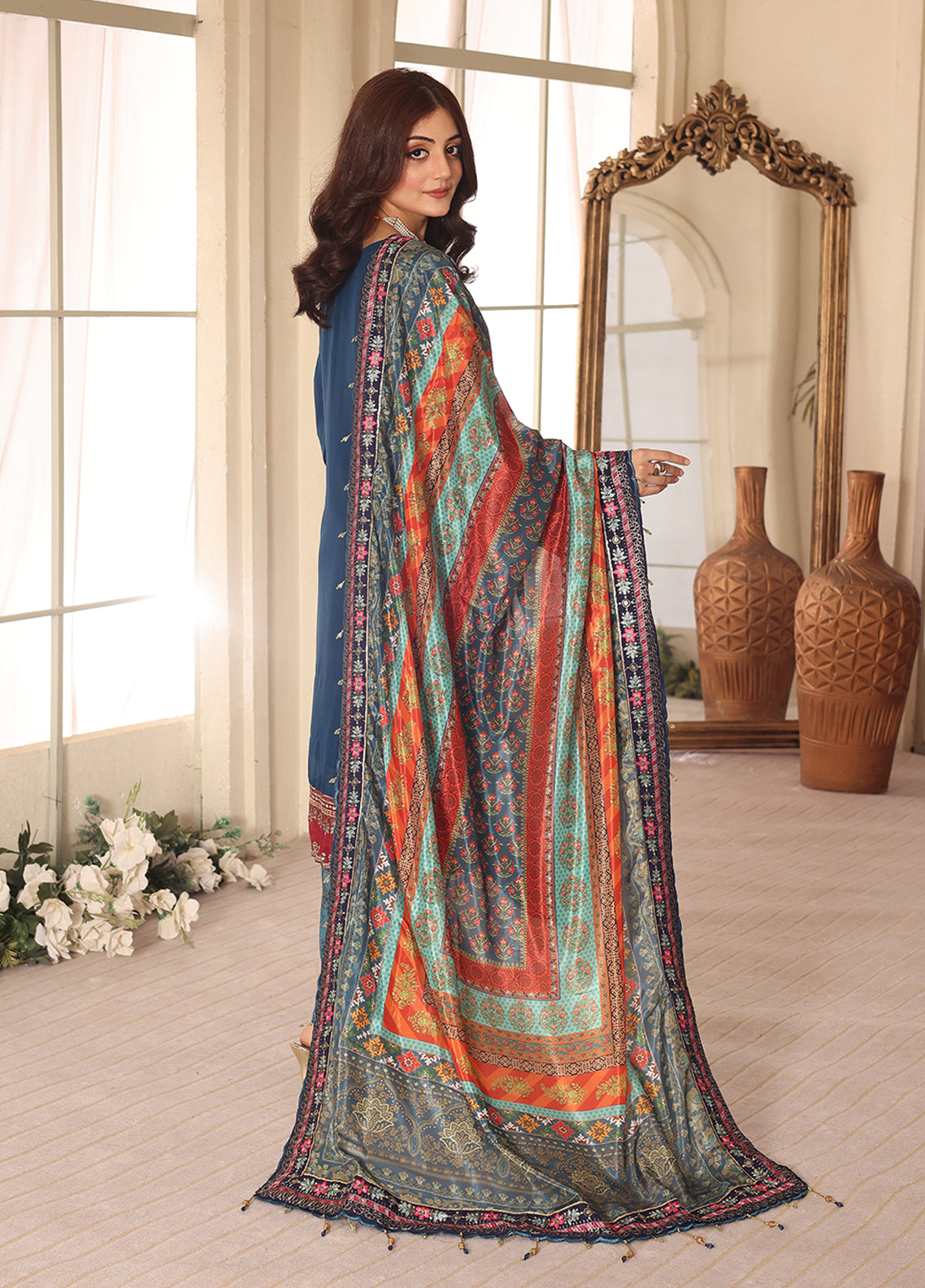 Noor-e-Jahan By Polawn Embroidered Stitched 3 Piece Chiffon Suit PD-23-305- Ready to Wear