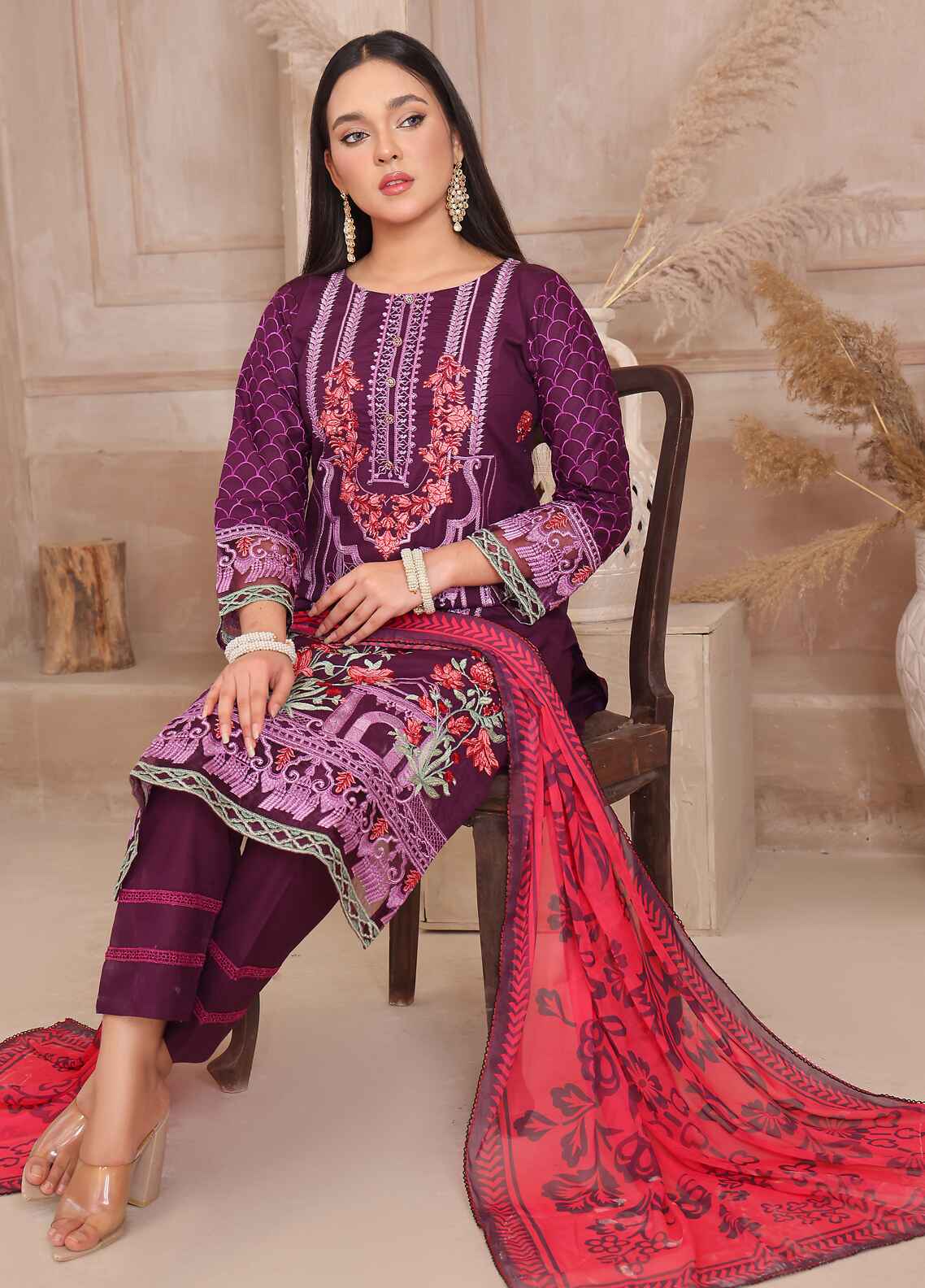 Tehzeeb By Polawn Embroidered Stitched 3 Piece Lawn Suit PD-24-304 - Ready to Wear