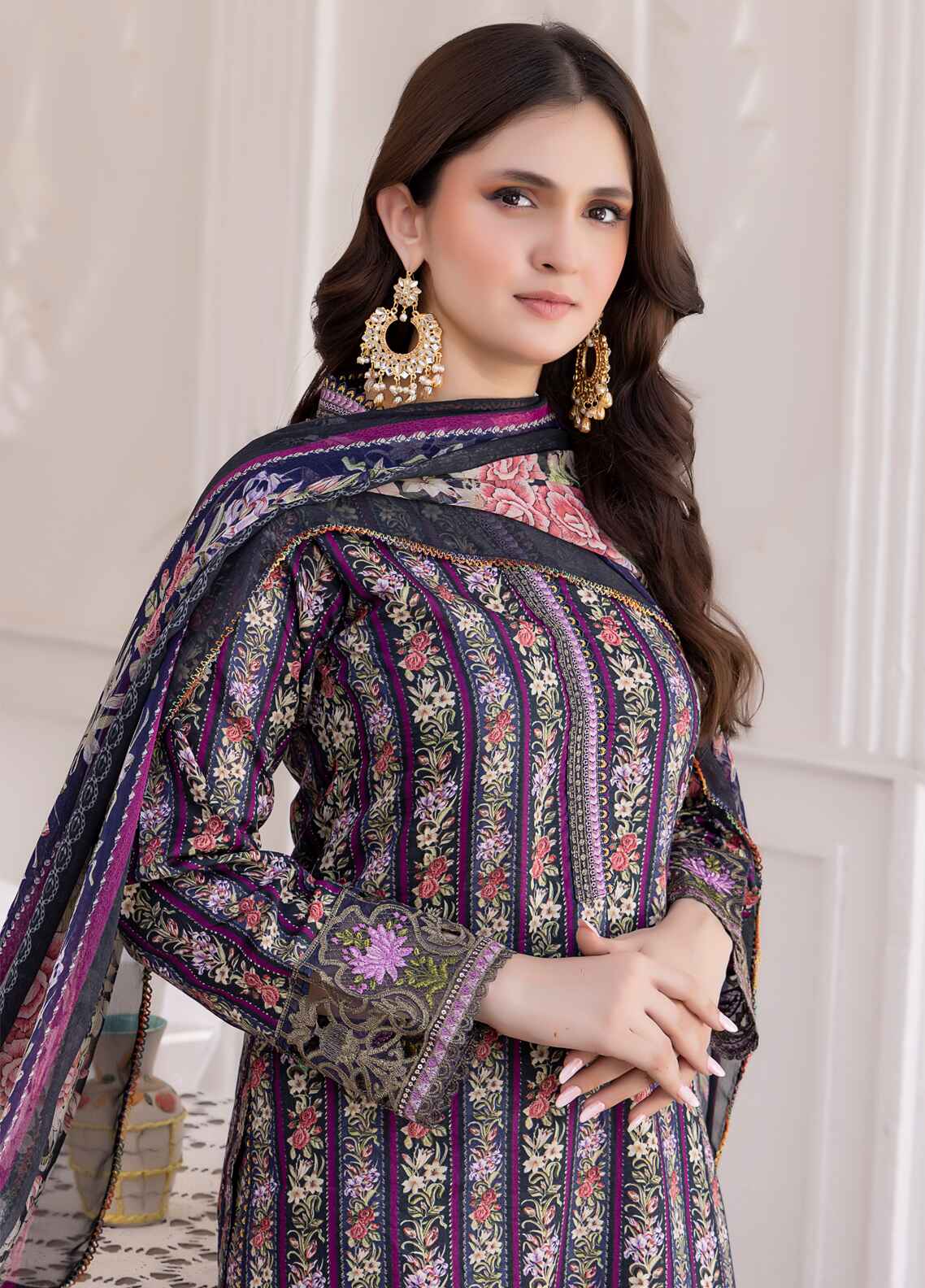Nayab By Polawn Embroidered Stitched 3 Piece Lawn Suit PD-24-405-B-Ready to Wear