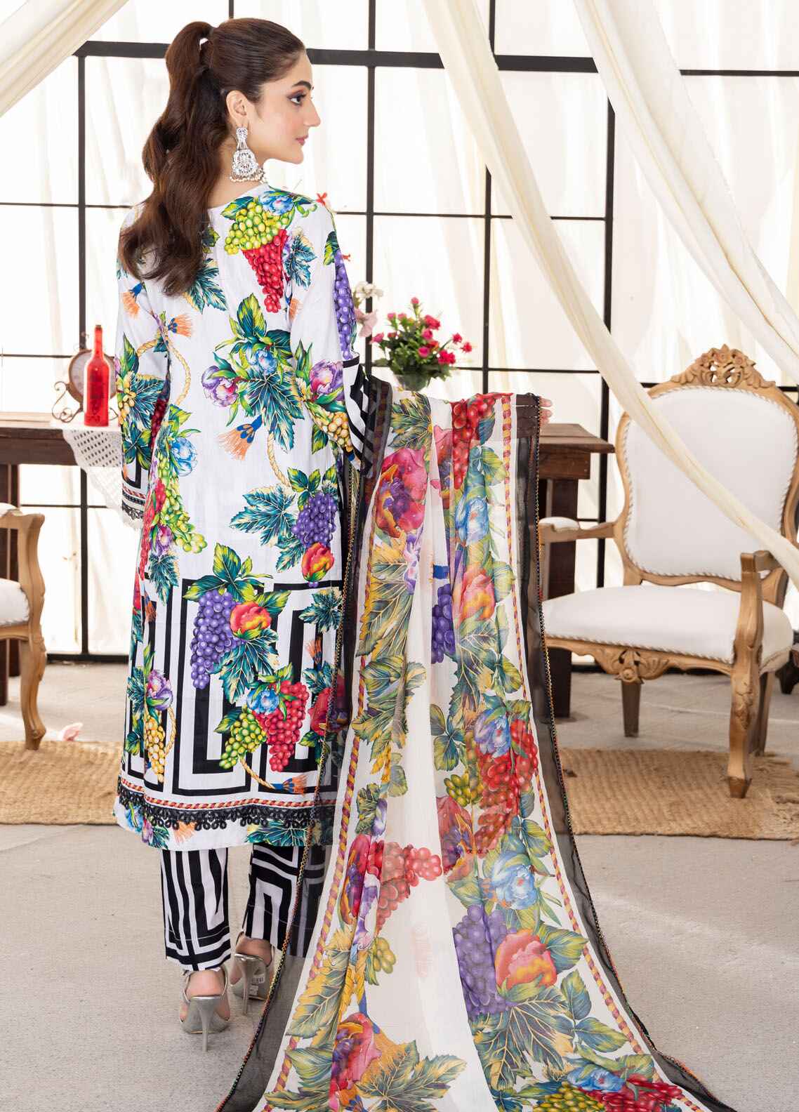 Husn By Polawn Embroidered Stitched 3 Piece Lawn Suit PD-24-504-A-Ready to Wear