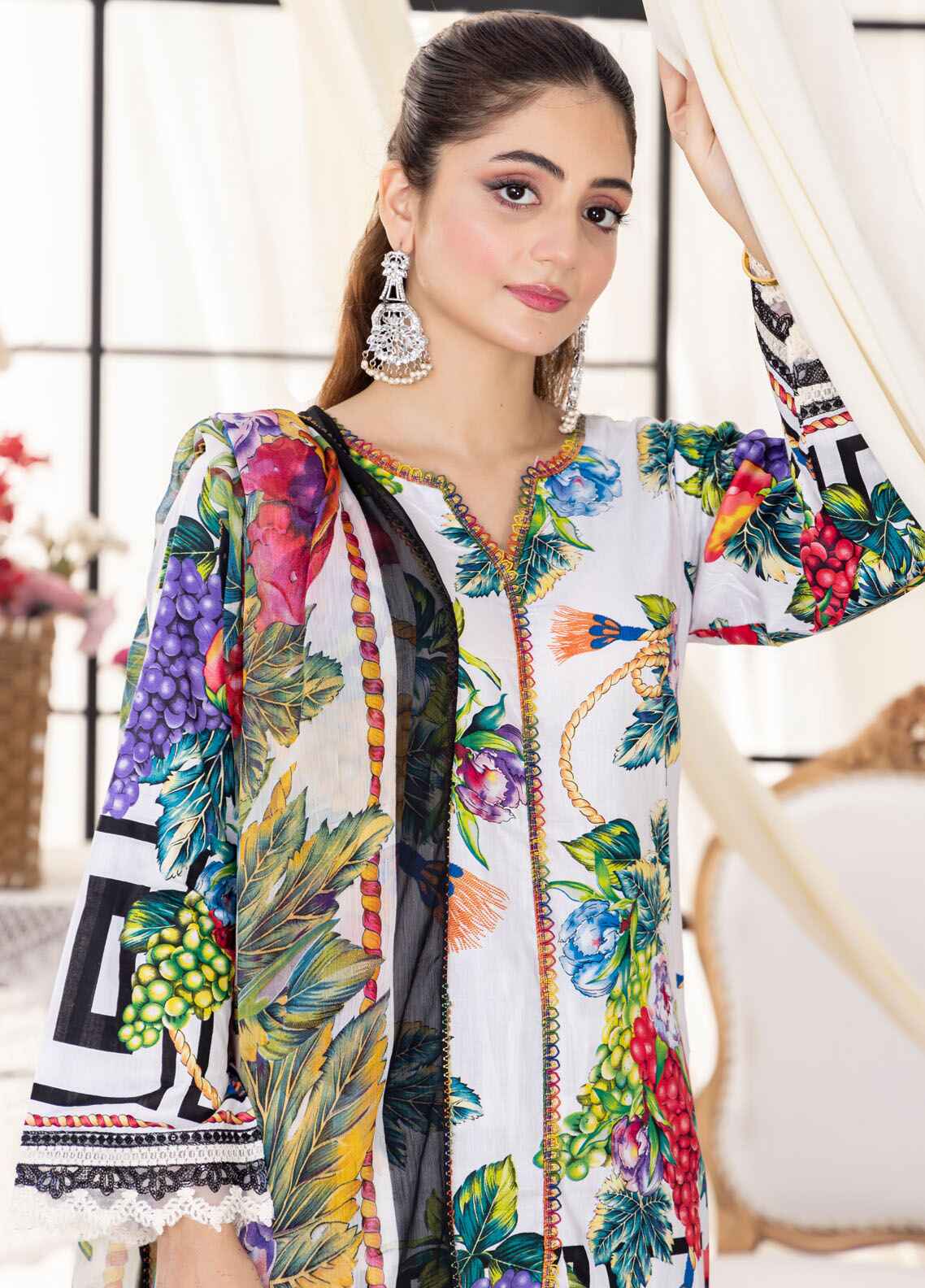 Husn By Polawn Embroidered Stitched 3 Piece Lawn Suit PD-24-504-A-Ready to Wear