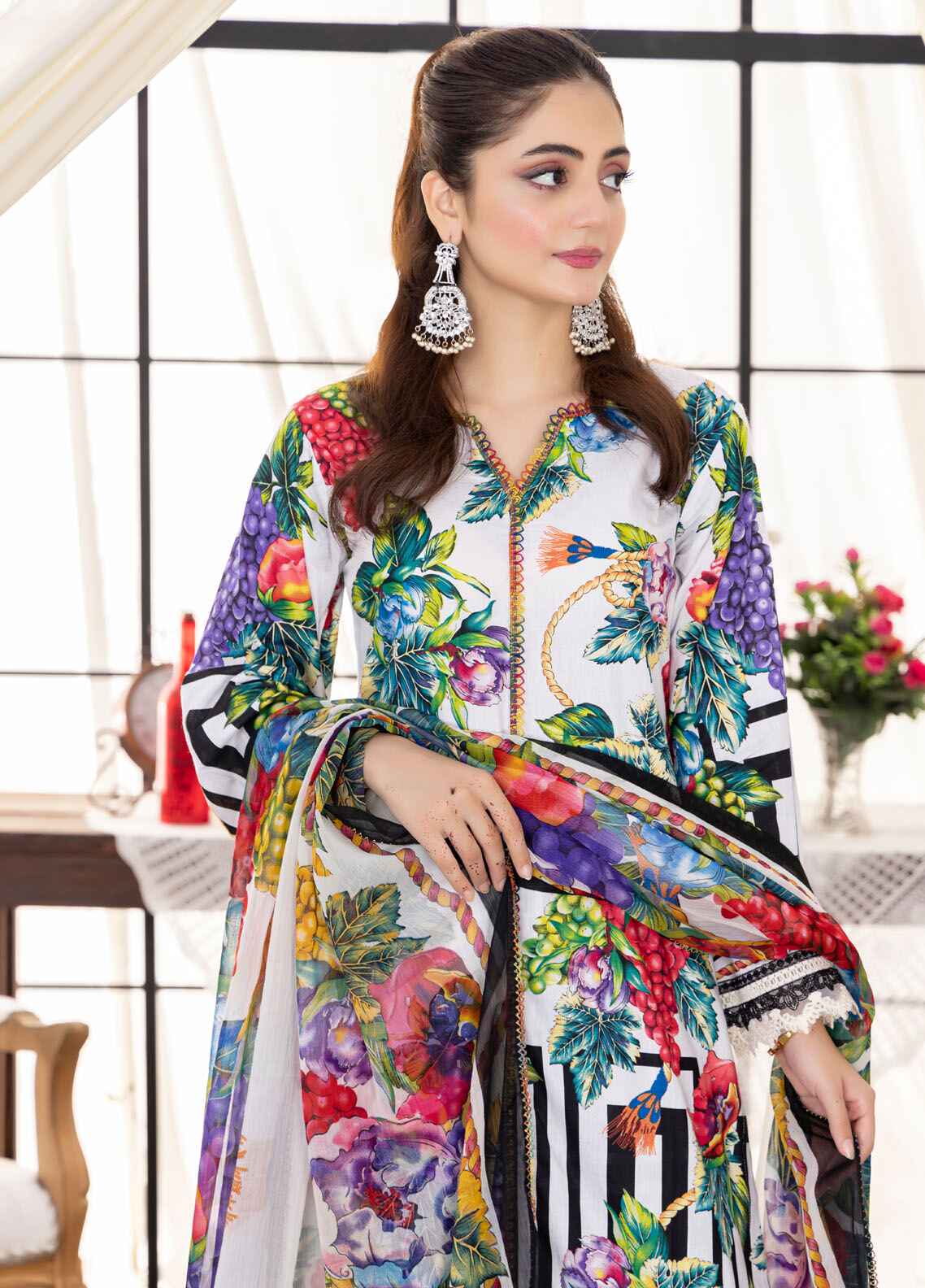 Husn By Polawn Embroidered Stitched 3 Piece Lawn Suit PD-24-504-A-Ready to Wear