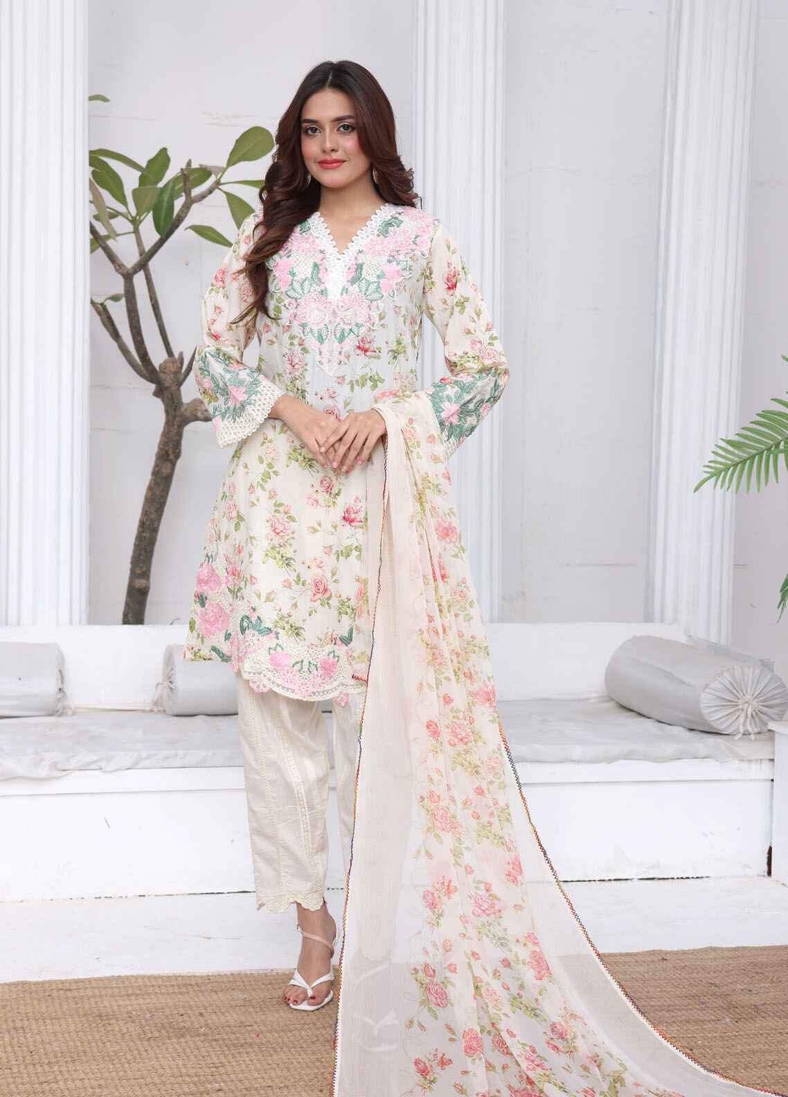Aabroo By Polawn Printed Stitched 3 Piece Lawn Suit PD-25-102-Ready to Wear
