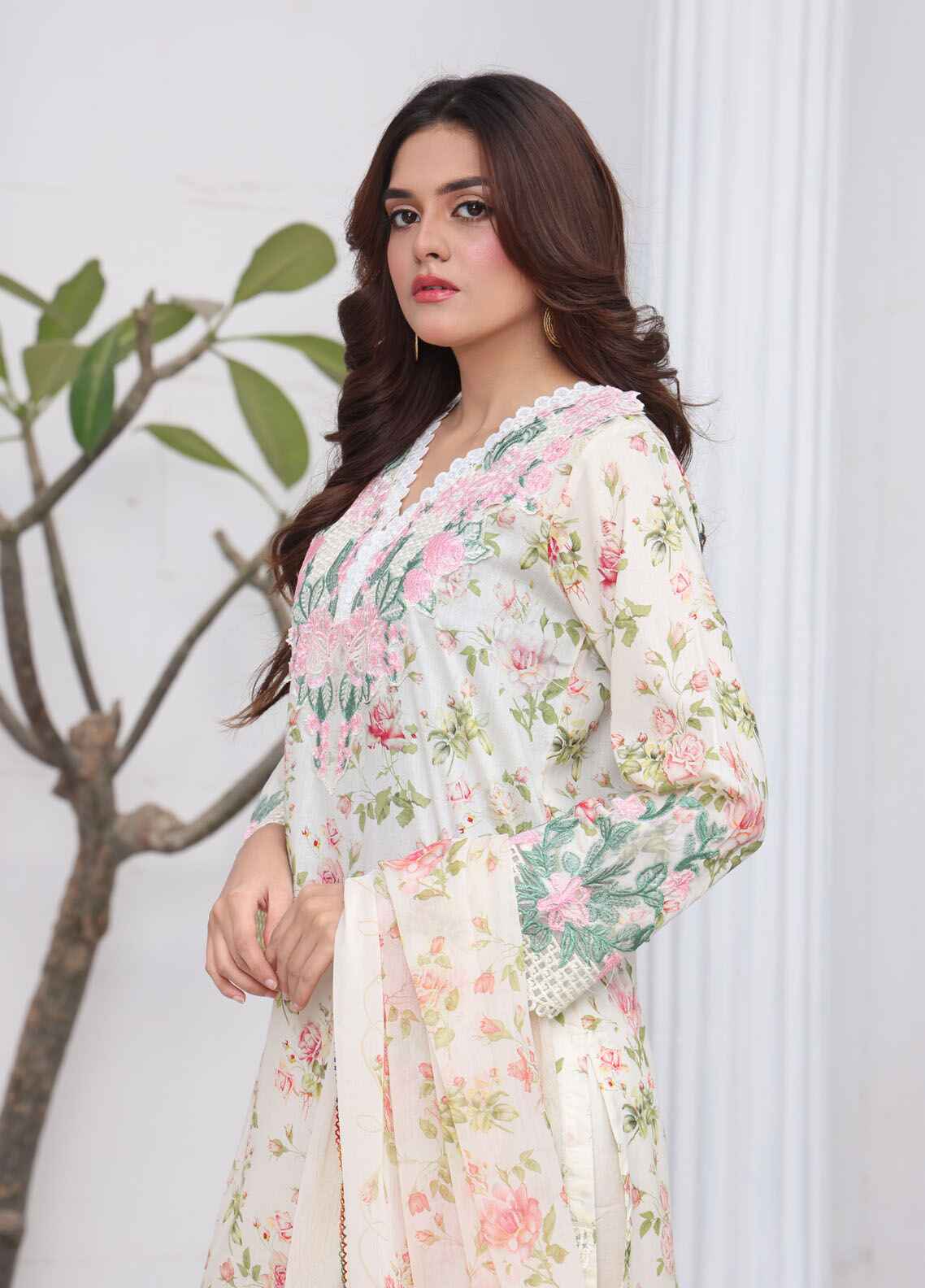 Aabroo By Polawn Printed Stitched 3 Piece Lawn Suit PD-25-102-Ready to Wear