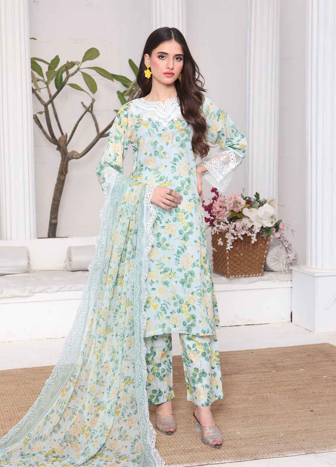 Aabroo By Polawn Printed Stitched 3 Piece Lawn Suit PD-25-103-Ready to Wear