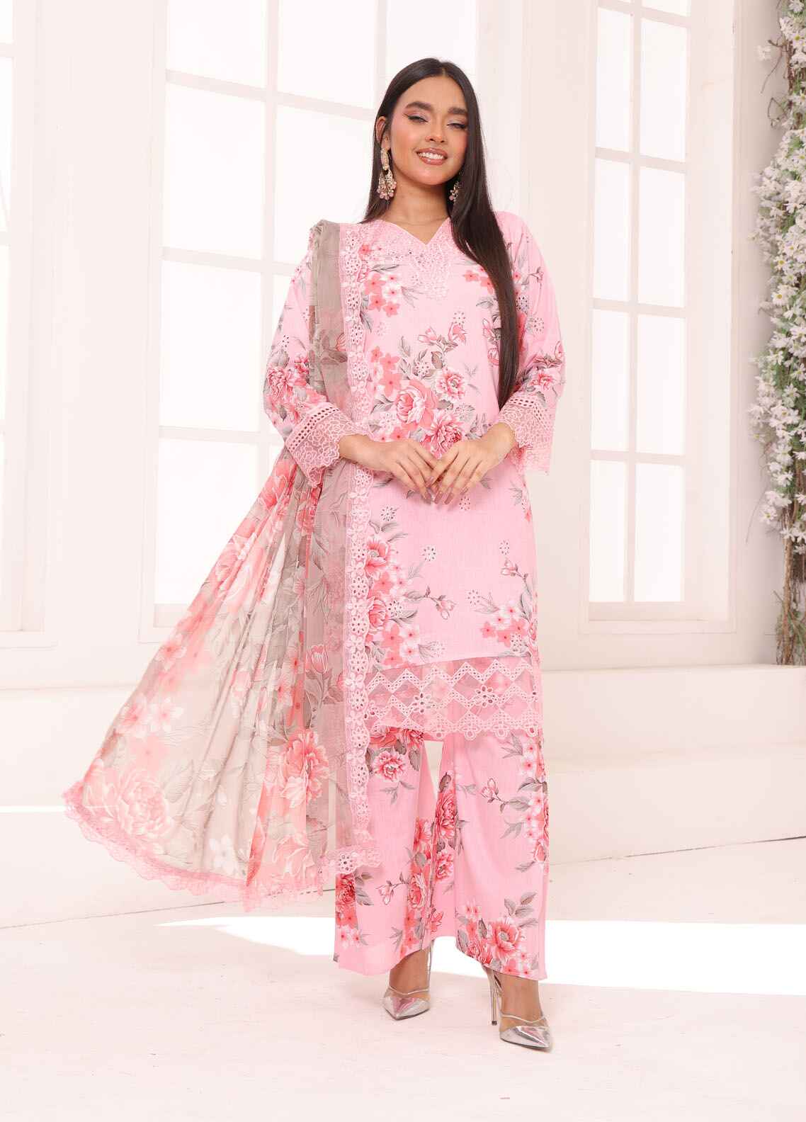 Aabroo By Polawn Printed Stitched 3 Piece Lawn Suit PD-25-104-Ready to Wear