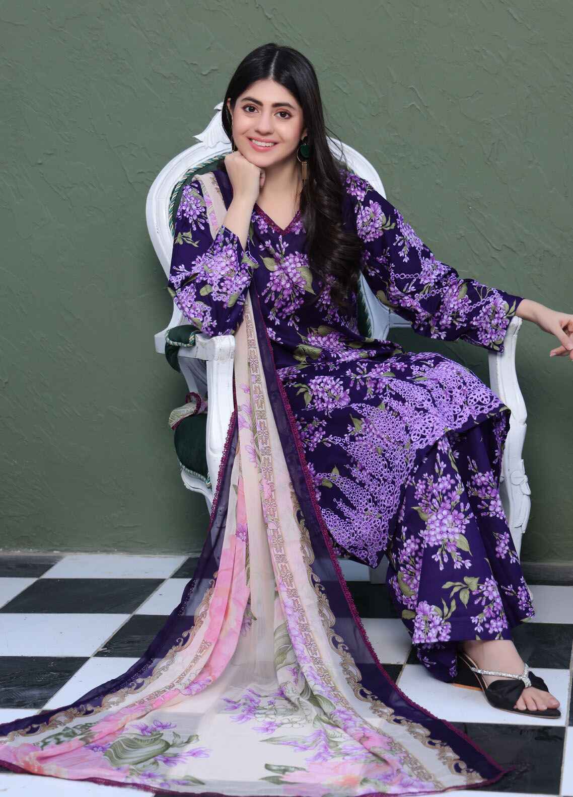 Aabroo By Polawn Printed Stitched 3 Piece Lawn Suit PD-25-107-Ready to Wear