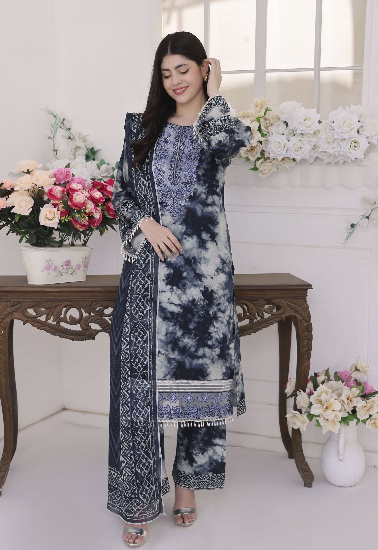 Jhilmil By Polawn Embroidered Stitched 3 Piece Lawn Suit PD-25-423-Ready to Wear