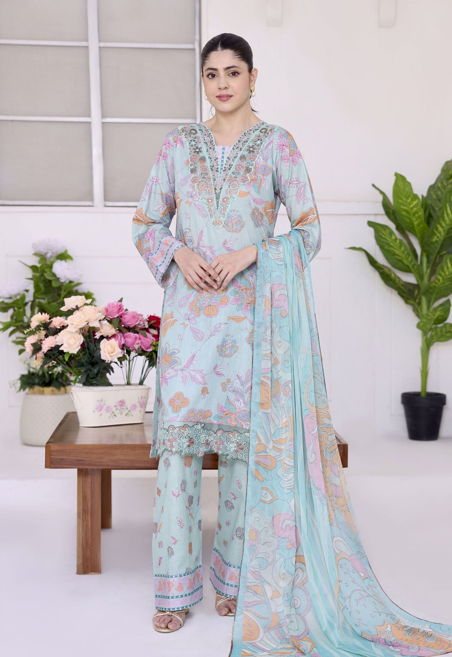 Jhilmil By Polawn Embroidered Stitched 3 Piece Lawn Suit PD-25-428-Ready to Wear