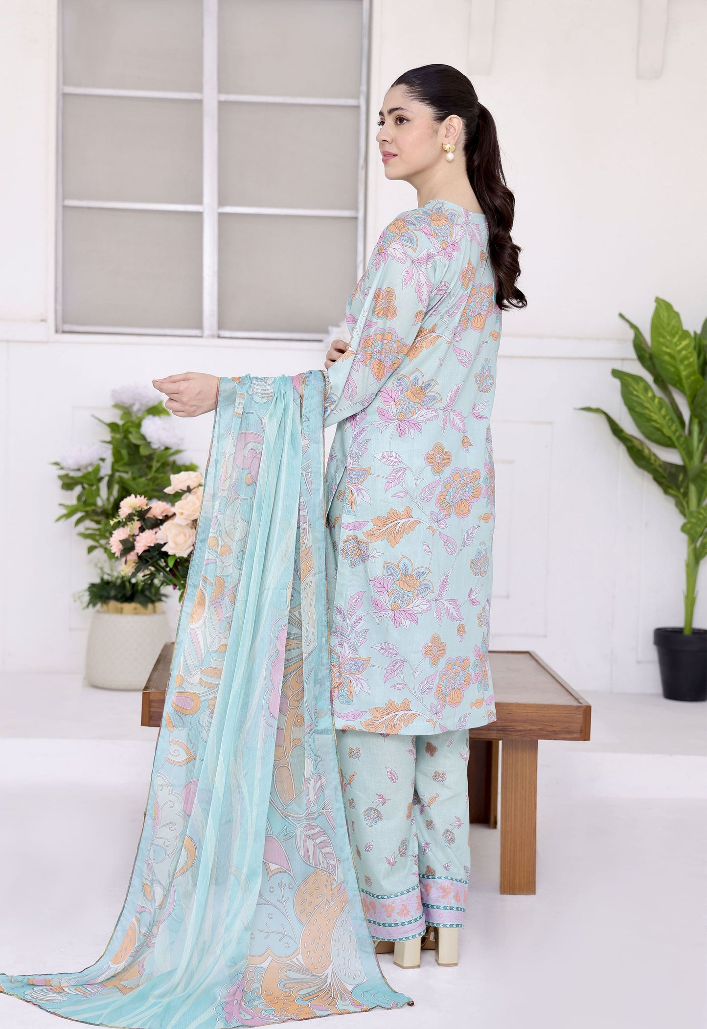 Jhilmil By Polawn Embroidered Stitched 3 Piece Lawn Suit PD-25-428-Ready to Wear