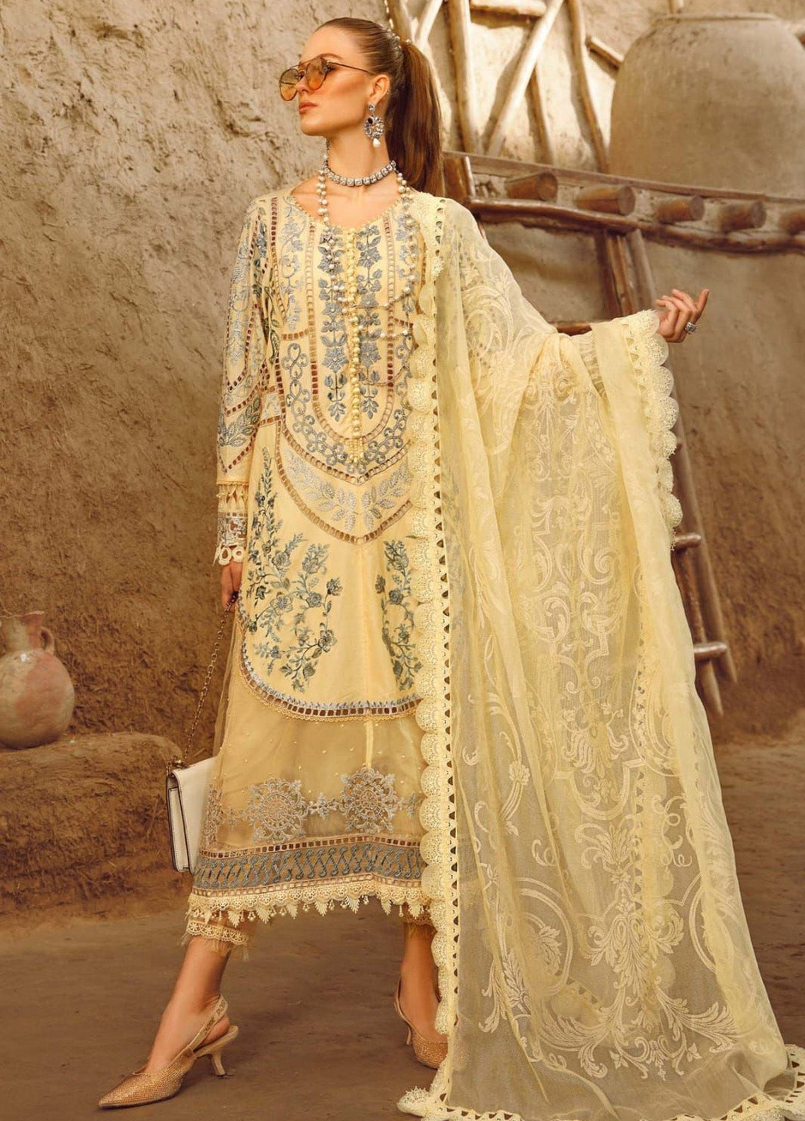 Embroidered Lawn 3 Piece Unstitched Suit MBL-D-2312-A-23 Summer Collection