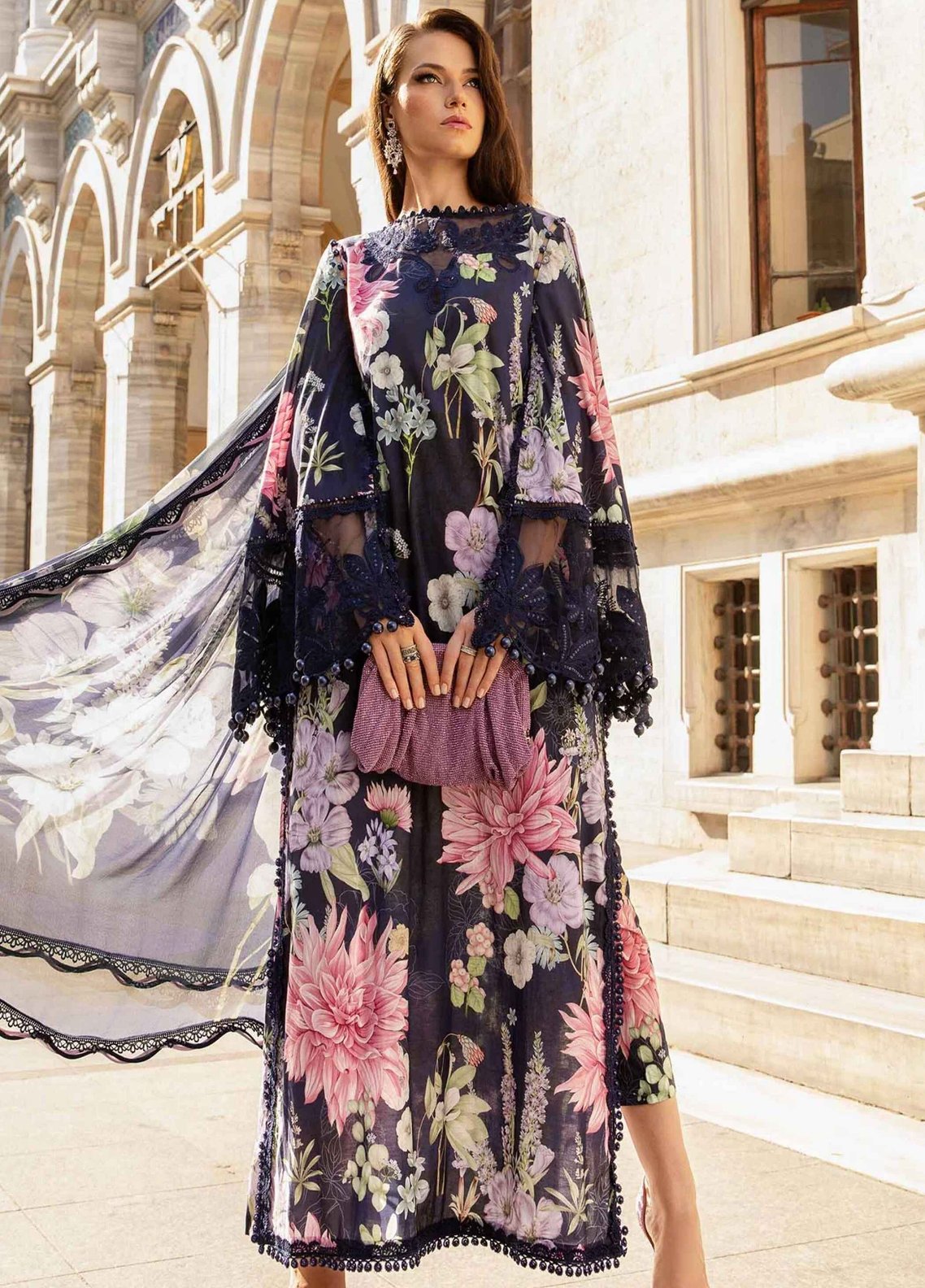 Embroidered Lawn 3 Piece Unstitched Suit MBL-MPT-2306-B-24-Summer Collection