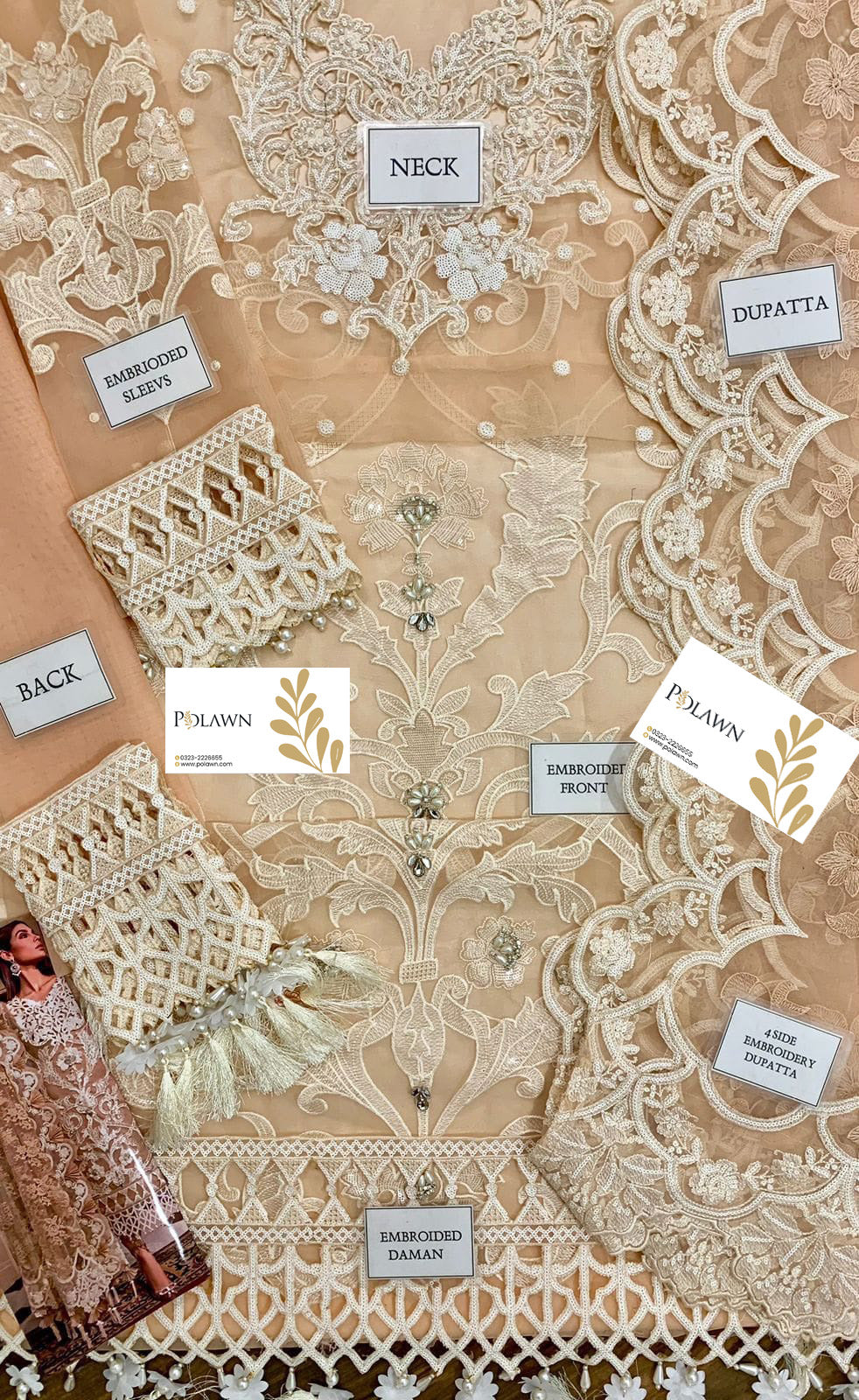 Embroidered Organza 3 Piece Unstitched Suit MBC-BD-2608-23 -Party Wear