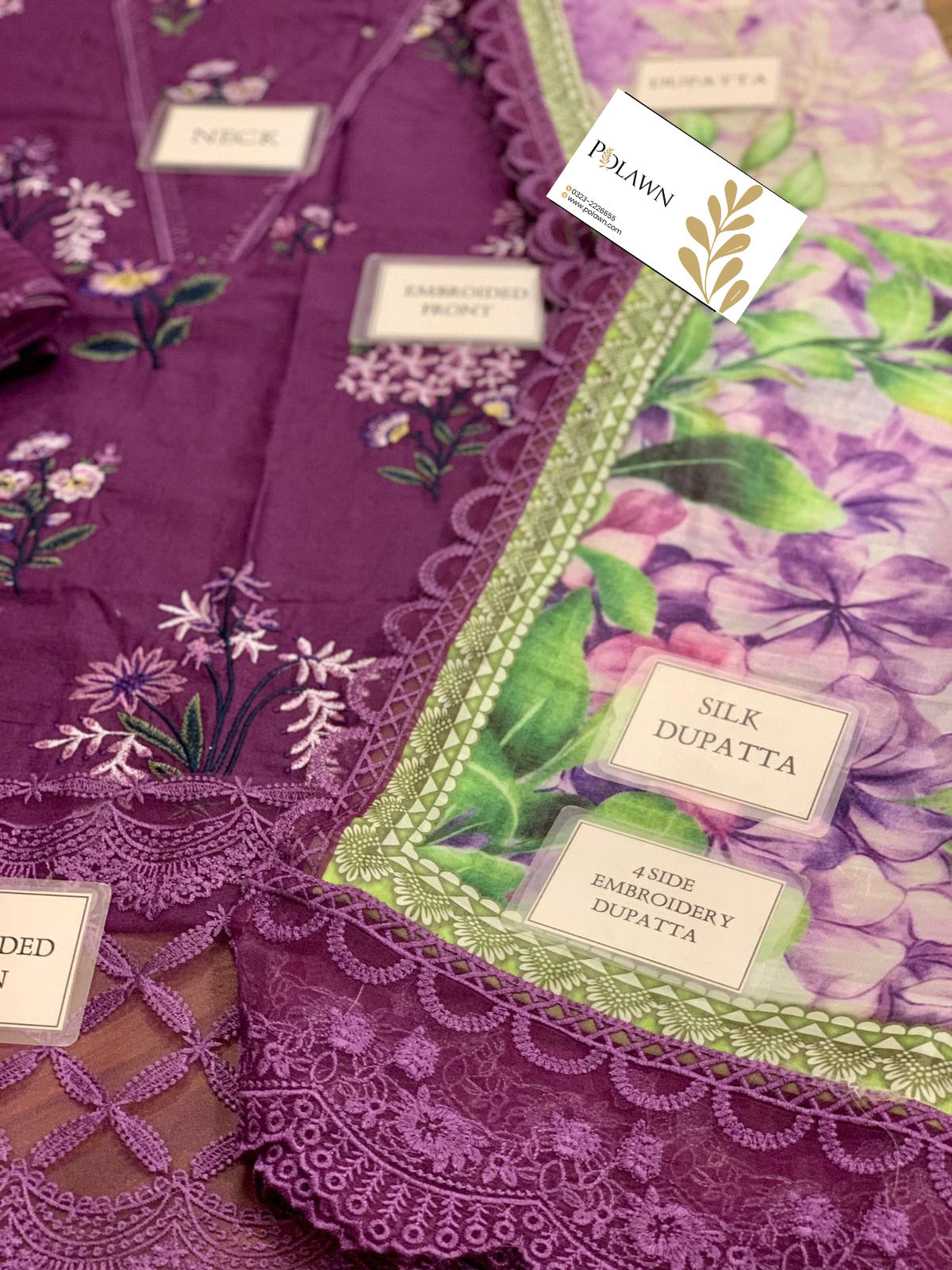 Embroidered Lawn 3 Piece Unstitched Suit MBL-MPT-1802-B-23 Summer Collection