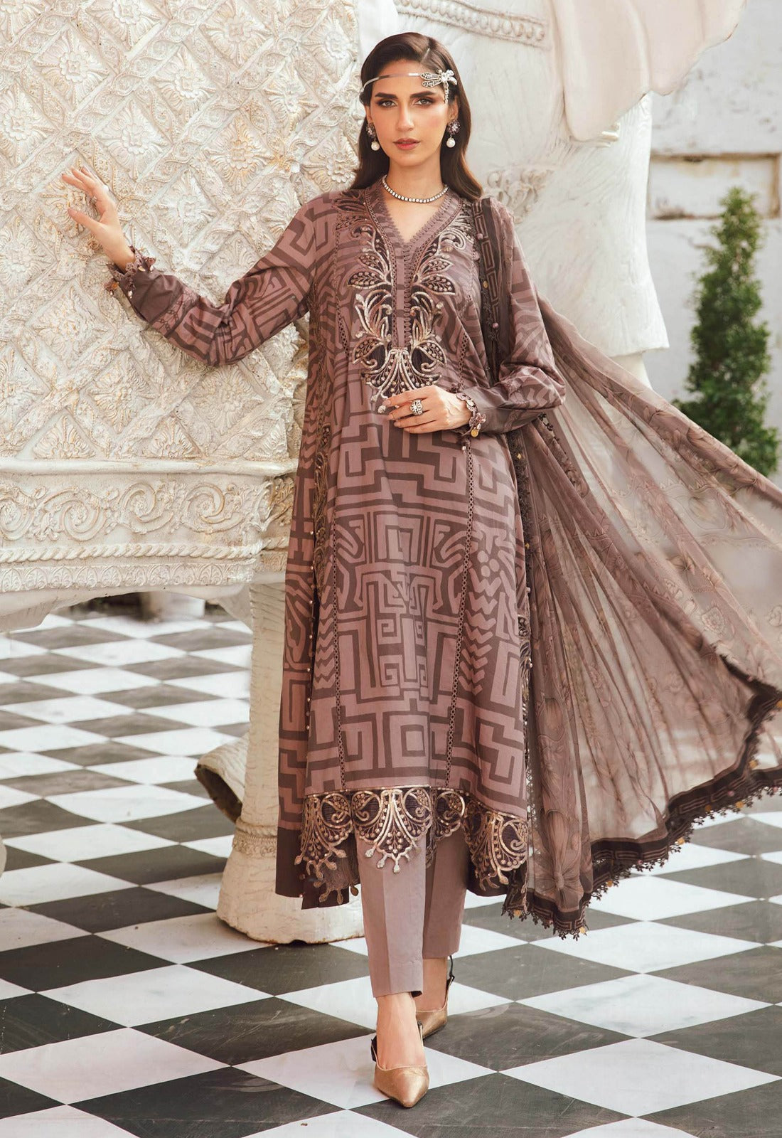 Embroidered Lawn 3 Piece Unstitched Suit MBL-MPT-2703-B-25 - Summer Collection