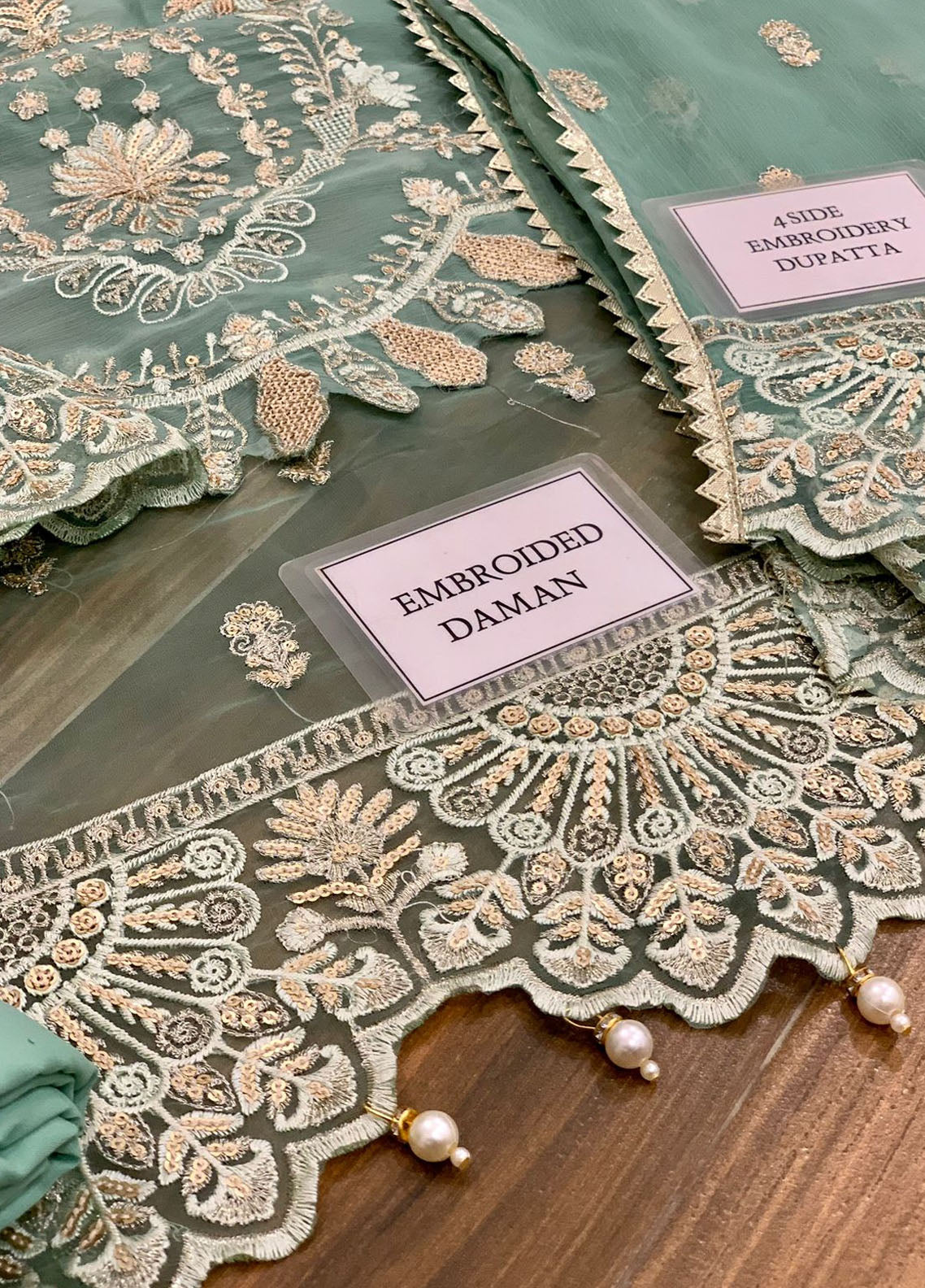 Embroidered Unstitched 3 Piece Chiffon Suit AC-D07-JOHARTAAL-22 -Party Wear