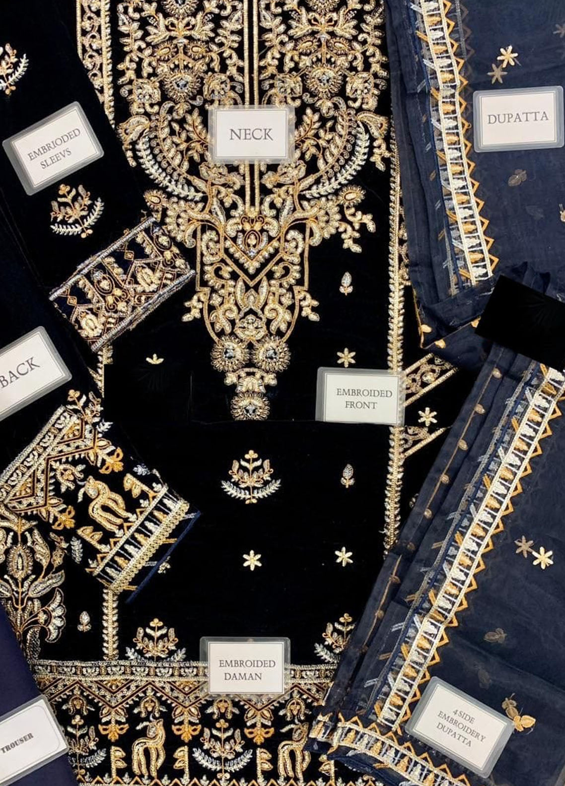 Embroidered Unstitched 3 Piece Velvet Suit AJAMC-D08-22 -Party Wear
