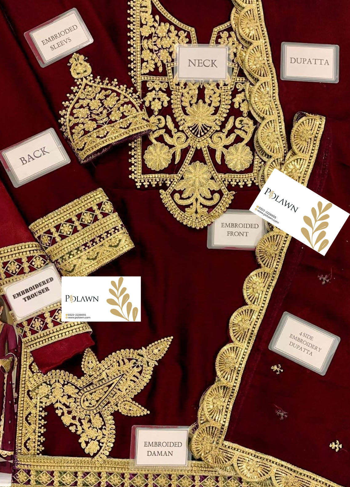 Embroidered Unstitched 3 Piece Chiffon Suit AJIMC-D03-Maroon-22 -Party Wear