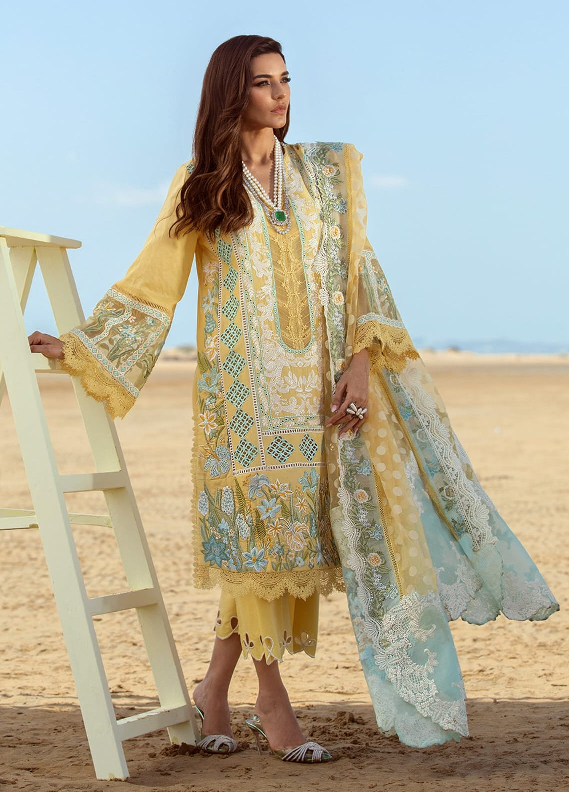 Embroidered Lawn 3 Piece Unstitched Suit CSSL-D05-A-AMBER-22 -Summer Collection