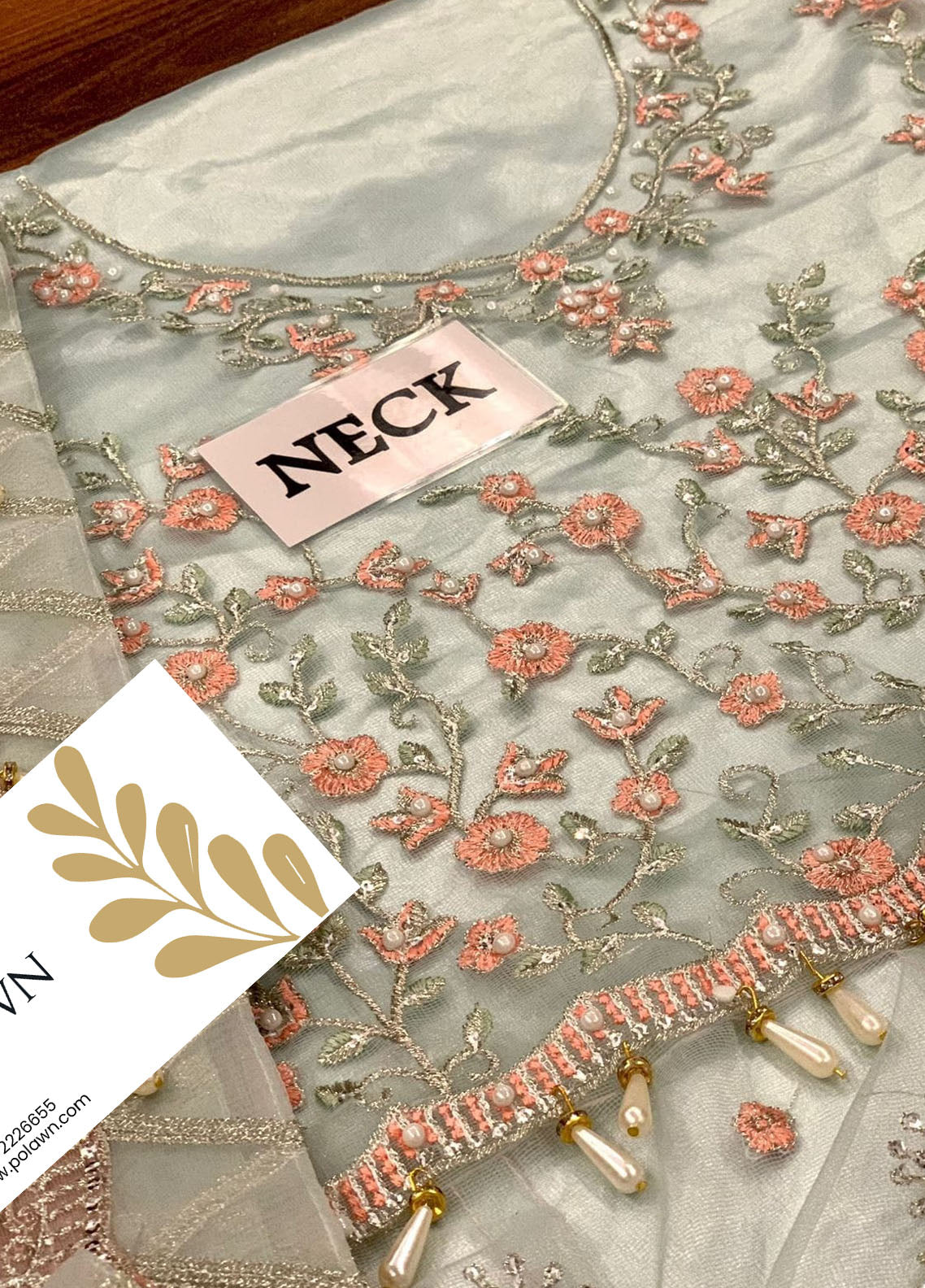 Sky Blue Embroidered Unstitched 3 Piece Net Suit EAC-MH-02-22 Party Wear