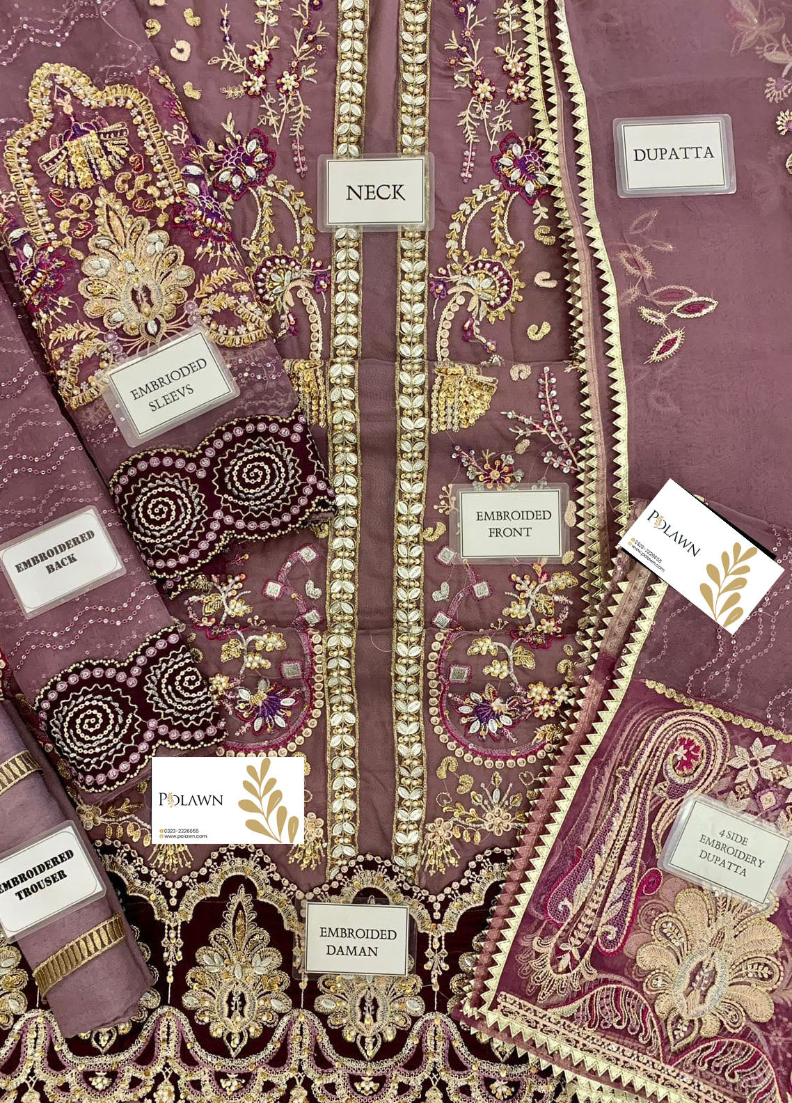 Embroidered Unstitched 3 Piece Organza Suit ECC-D03-MAUVELOUS-22-Party Wear