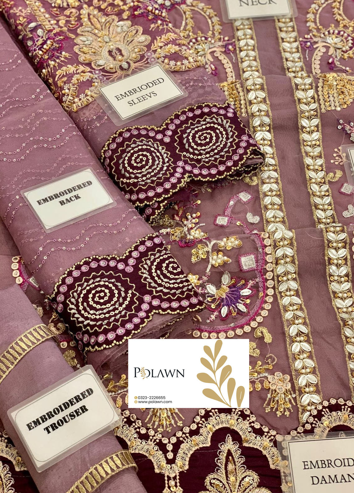Embroidered Unstitched 3 Piece Organza Suit ECC-D03-MAUVELOUS-22-Party Wear
