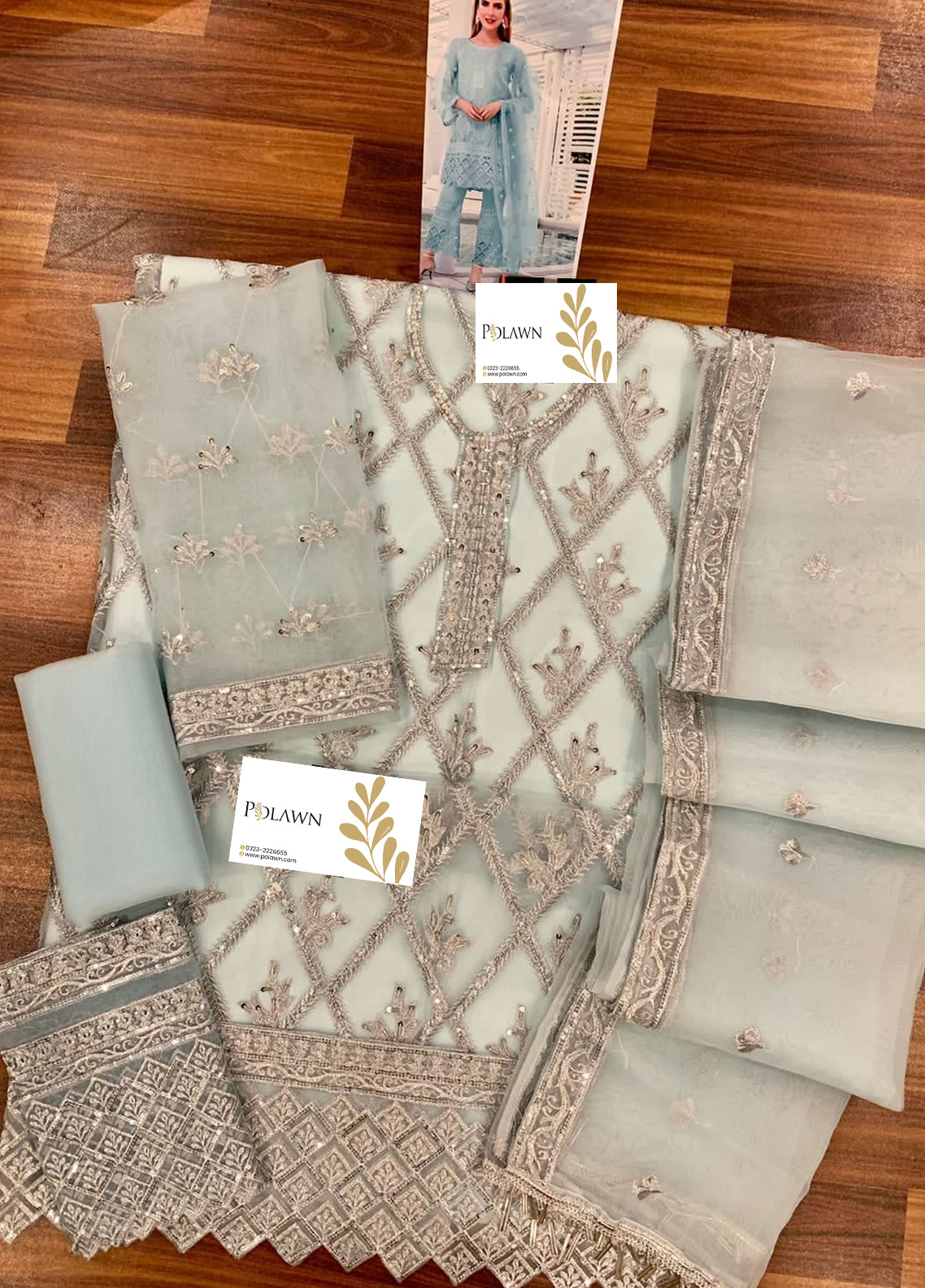 Embroidered Unstitched 3 Piece Organza Suit EK-TC-Asmani -Party Wear