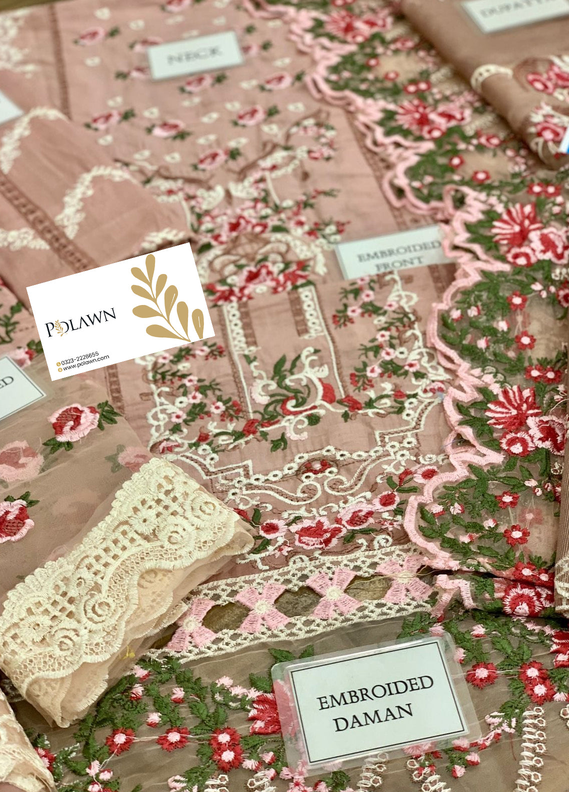 Embroidered Lawn 3 Piece Unstitched Suit EL-D03-A-MY-PINK-22-Summer Collection
