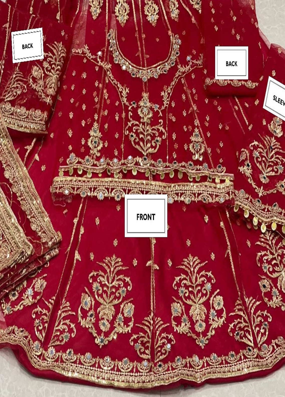 Embroidered Unstitched 3 Piece Net Suit Hira Mani-RED-Party Wear