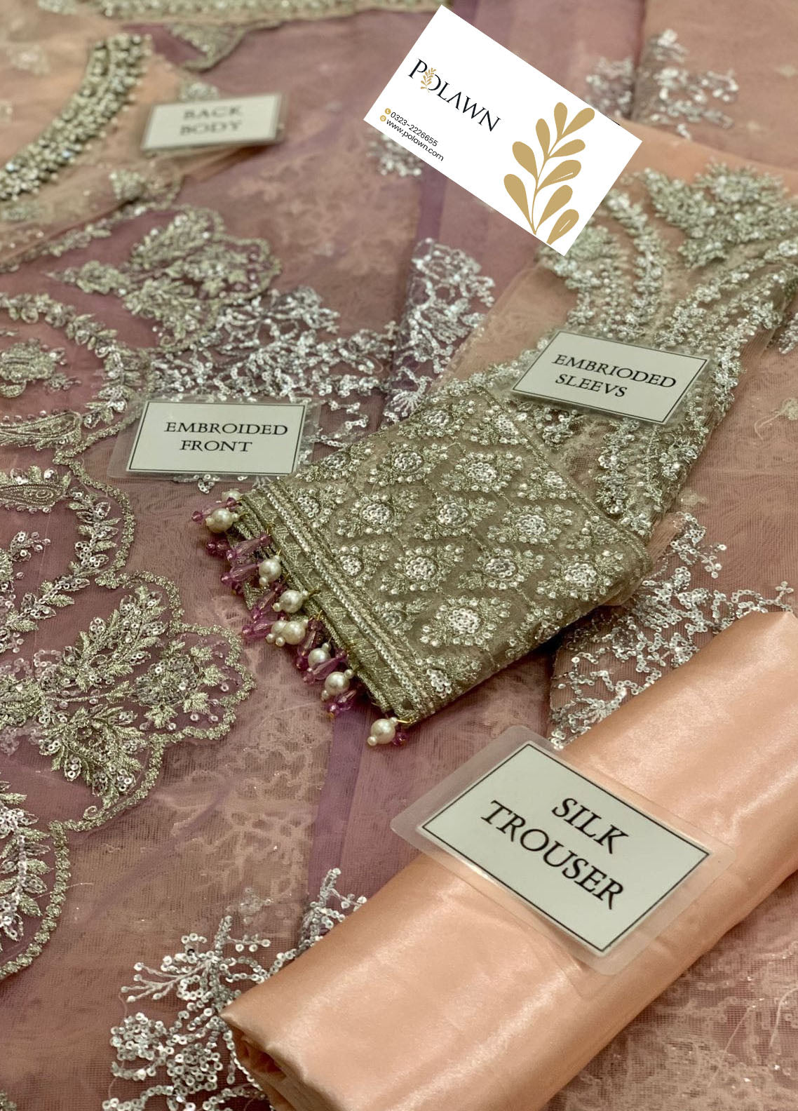 Embroidered Unstitched 3 Piece Net Saree MBC-BD-2404-22 -Party Wear