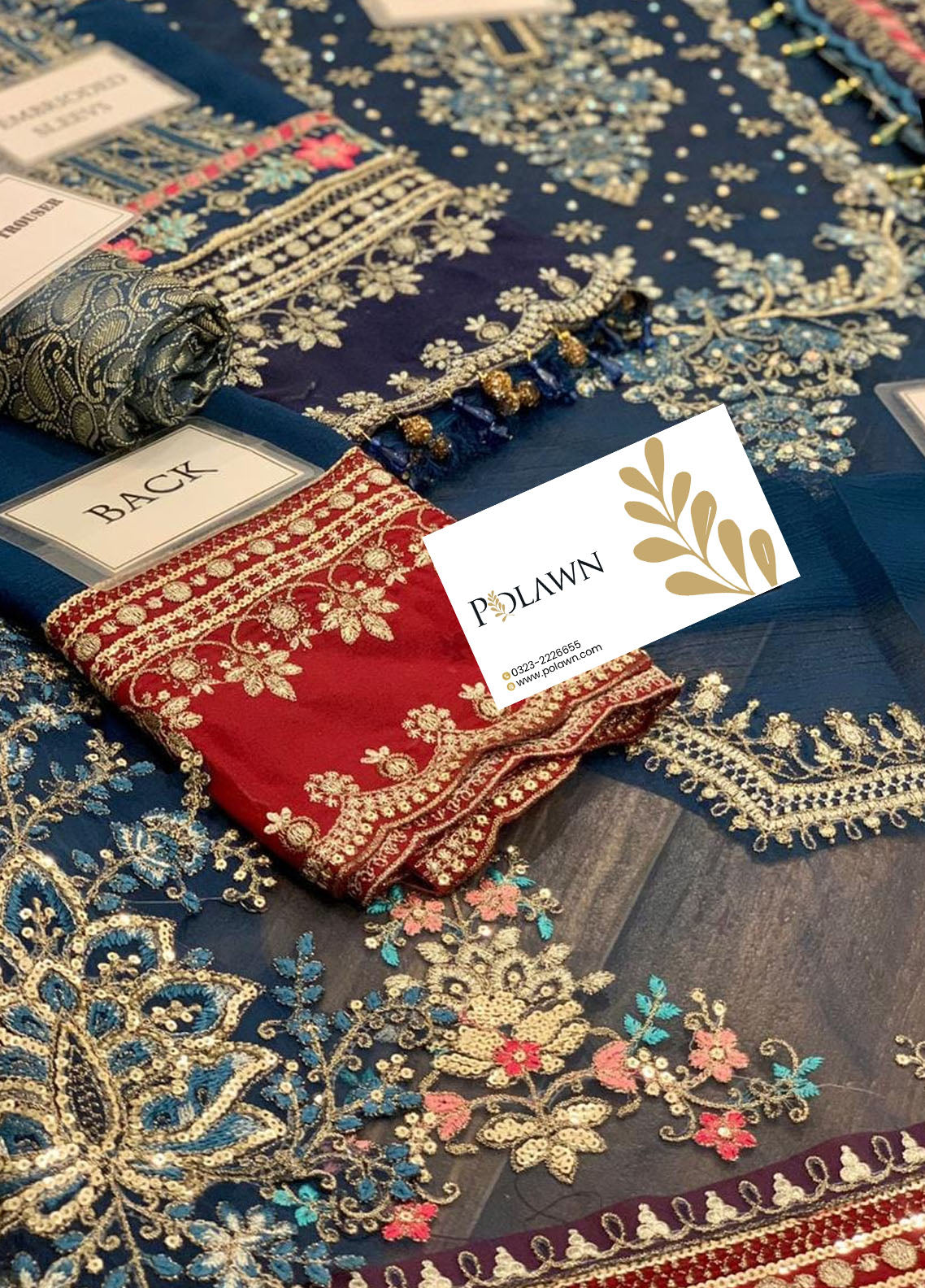 Blue Embroidered Unstitched 3 Piece Chiffon Suit MBL-BD-2407-22-Party Wear