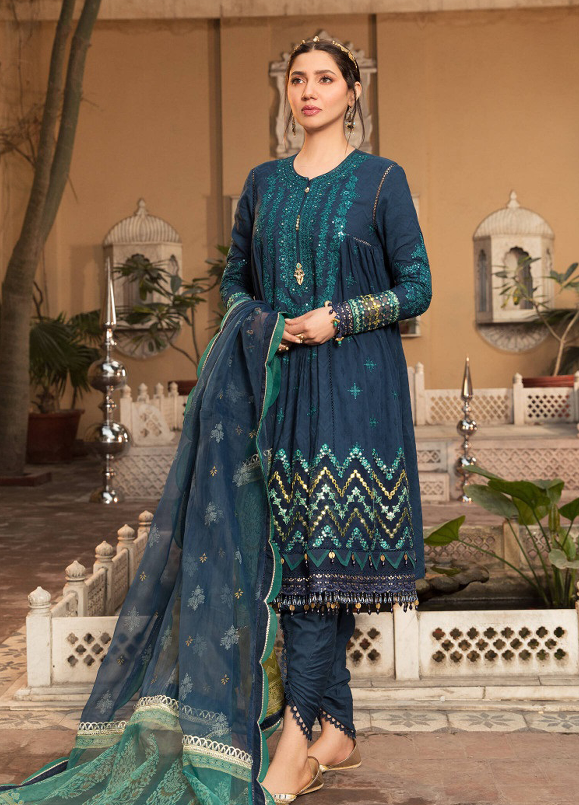 Embroidered Lawn 3 Piece Unstitched Suit MBL-D-2215-B-22-Summer Collection