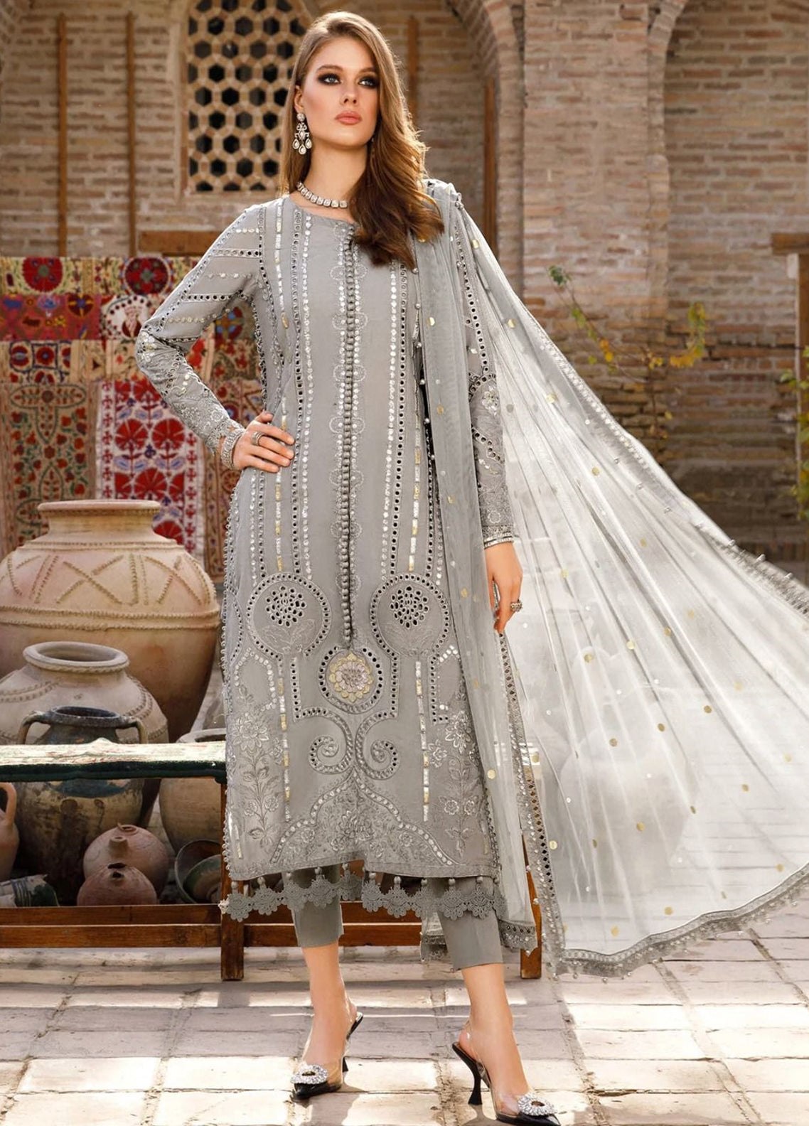 Embroidered Lawn 3 Piece Unstitched Suit MBL-D-2308-B-23 - Summer Collection