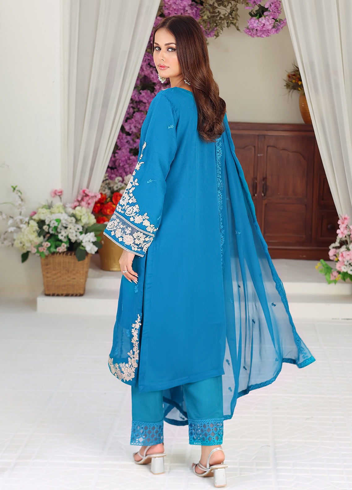 Daastan by Polawn Embroidered Unstitched 3 Piece Chiffon Suit PD-23-401- Party Wear