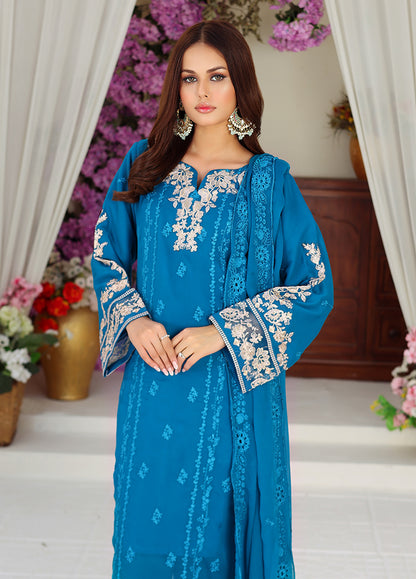 Daastan by Polawn Embroidered Unstitched 3 Piece Chiffon Suit PD-23-401- Party Wear