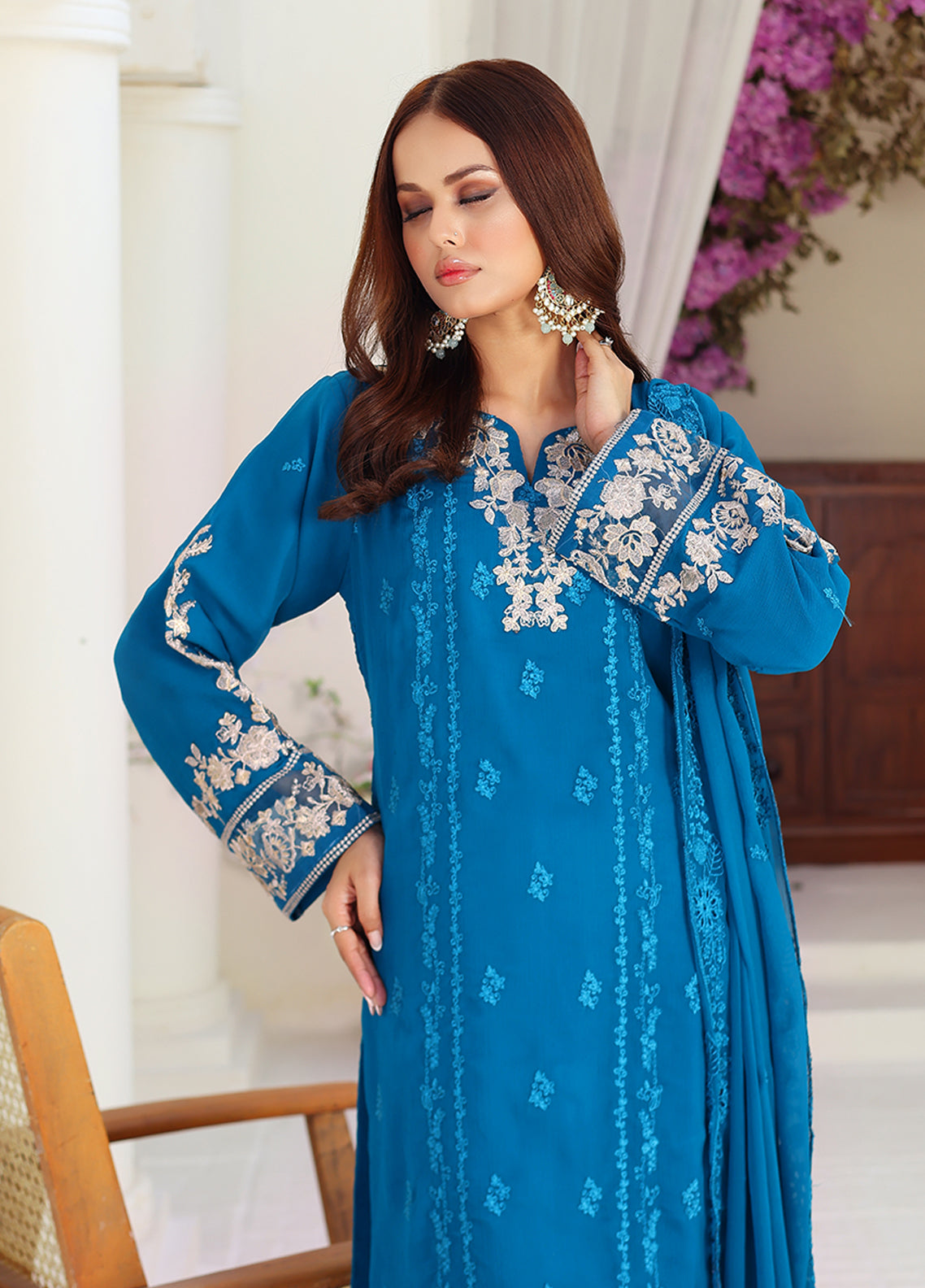 Daastan by Polawn Embroidered Unstitched 3 Piece Chiffon Suit PD-23-401- Party Wear