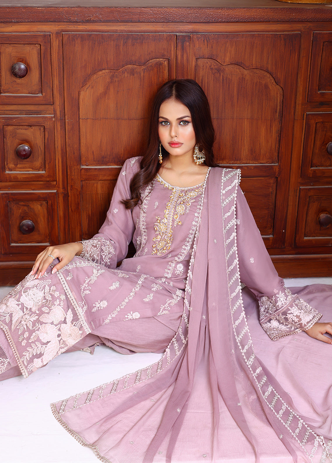 Daastan by Polawn Embroidered Unstitched 3 Piece Chiffon Suit PD-23-402- Party Wear