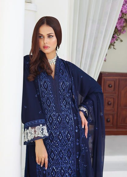 Daastan by Polawn Embroidered Unstitched 3 Piece Chiffon Suit PD-23-403- Party Wear