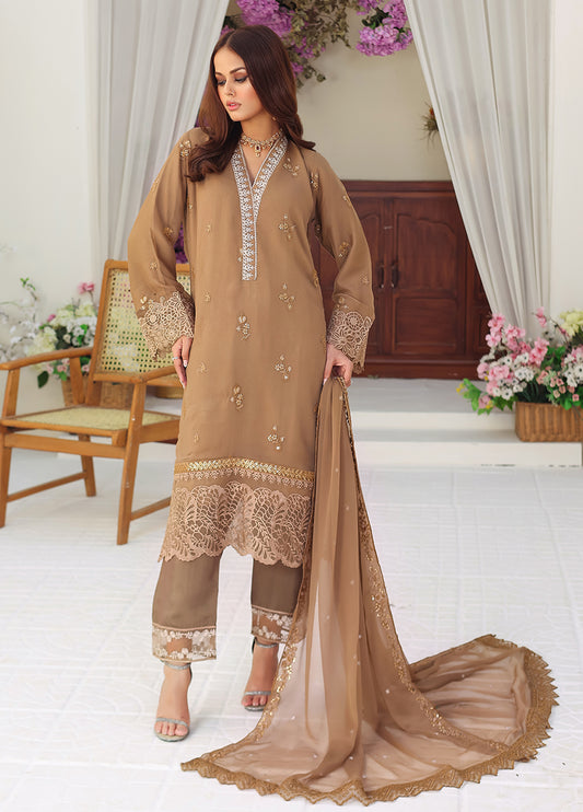 Daastan by Polawn Embroidered Unstitched 3 Piece Chiffon Suit PD-23-405- Party Wear