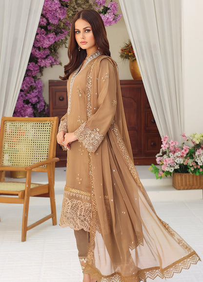 Daastan by Polawn Embroidered Unstitched 3 Piece Chiffon Suit PD-23-405- Party Wear