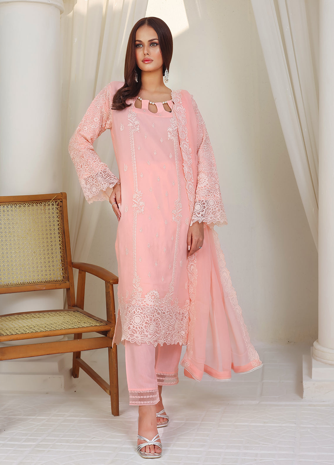 Daastan by Polawn Embroidered Unstitched 3 Piece Chiffon Suit PD-23-406- Party Wear