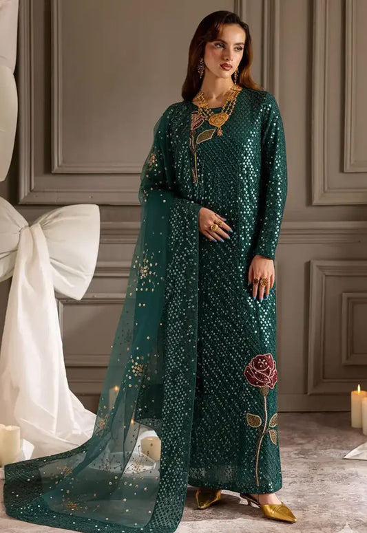 Embroidered Chiffon 3 Piece Unstitched Suit KAY GREEN-NC-TW-16-B - Party Wear