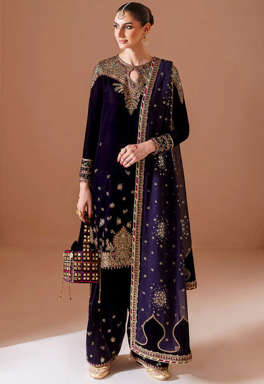 Embroidered Unstitched 3 Piece Velvet Suit JV-CVF-D08-25 - Party Wear