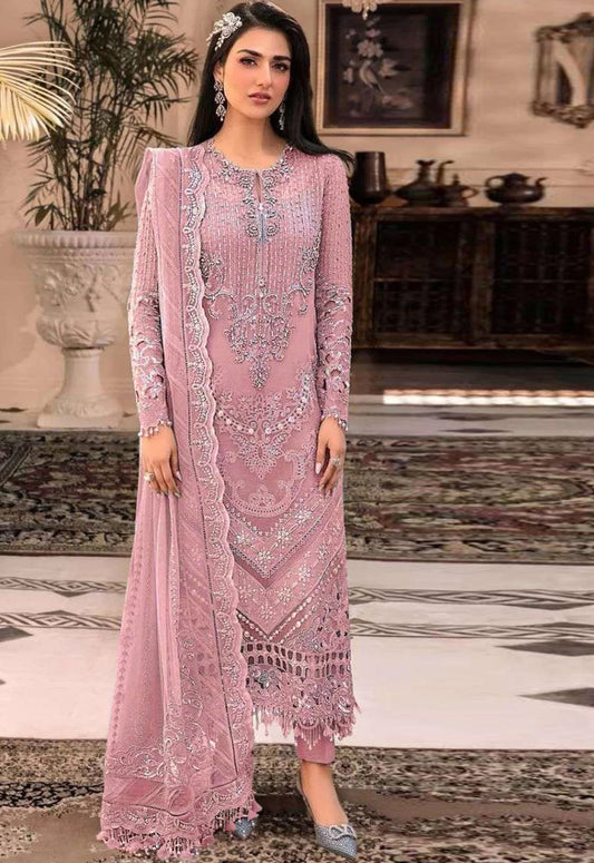 Embroidered Unstitched 3 Piece Net Suit MBC-BD-2603-25 - Party Wear