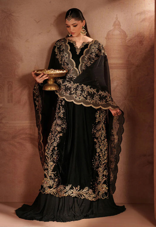 Embroidered Unstitched 3 Piece Velvet Suit IV-62-25 - Party Wear