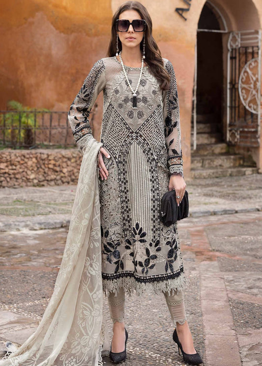 Embroidered Lawn 3 Piece Unstitched Suit MBL-D-2510-B-25 - Summer Collection